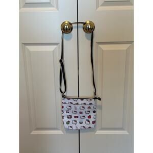 Hello Kitty White Crossbody‎ Bag Small Adjustable Strap All Over Print 8.5" x 9"